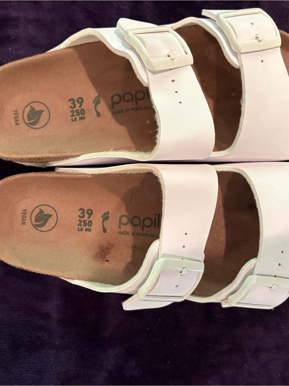 Birkenstock White Two-Strap Slide Sandals